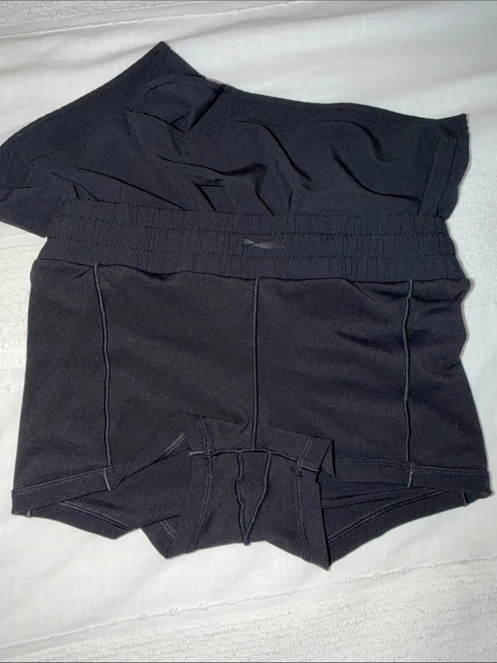 aerie Black Smocked-Waist Athletic Shorts